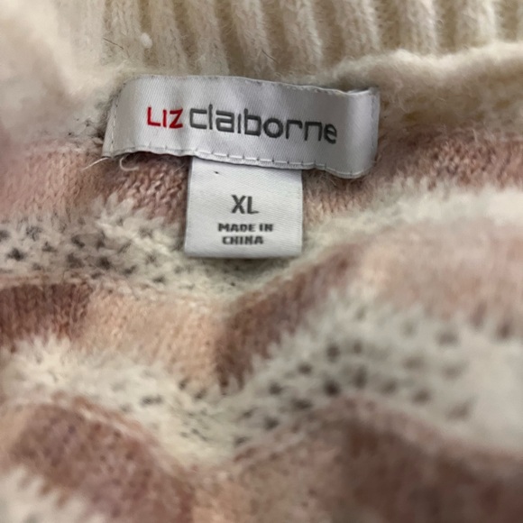 Liz Claiborne Cream and Beige Cowl Neck Sweater - Picture 2 of 3